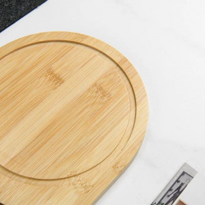 Set platou de servire branzeturi si 3 cutite, Lemn/Inox - Img 2