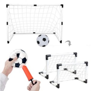 Set poarta fotbal cu minge, lumini, pompa - Img 2