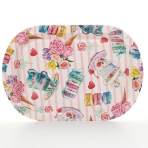 Tava plastic dur 41,5x28 cm, model macarons & cesti