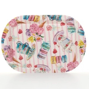 Tava plastic dur 41,5x28 cm, model macarons & cesti