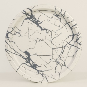Tavă rotundă plastic dur, model marmura, 32x32x2,5 cm