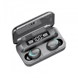 Casti wireless ultrasound TWS F9 plus, bluetooth 5.0 bass powerbank cu afisaj, touch control - Img 1