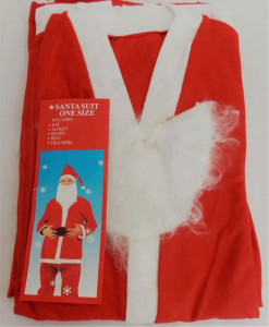 Costum Mos Craciun, adult, 5 piese, Rosu/Alb