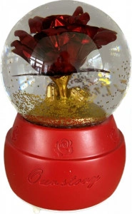 Glob de sticla muzical decorativ 15 CM, Trandafir