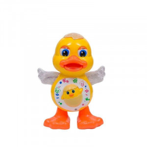 Jucarie interactiva ratusca dansatoare, galben, cu sunete si lumini, 28cm - Img 5