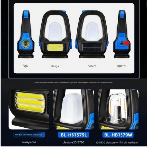 Lampa Solara 20×12 LED, Multifunctionala cu 3 Moduri de Lumina USB - Img 3