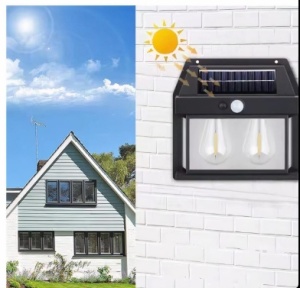 Lampa Solara Led cu Senzor de Miscare 16x17cm de Perete, cu 2 Becuri - Img 4