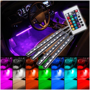 Lumini Ambientale RGB LED , Cu Telecomanda, Pentru Masina - Img 2