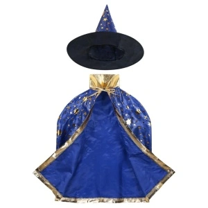 Pelerina cu palarie de magician, vrajitor/vrajitoare , costum Halloween, unisex, potrivit pentru inaltimi 100-160 cm - Img 4