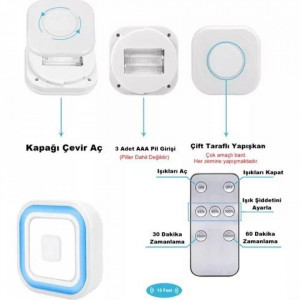 Set 3 lampi LED fara fir, autoadezive, cu telecomanda, 9x9x2.5 cm - Img 5