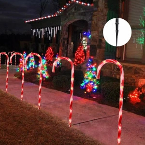 Set 5 decoratiuni luminoase solare pentru Craciun, Acadele, pentru exterior, incarcare solara, 40 cm - Img 5