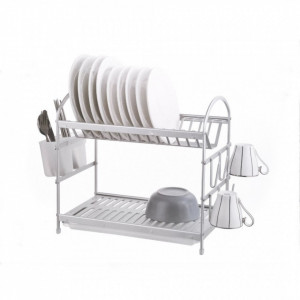 Suport de bucatarie pentru vase cu scurgator, compartimentat, 49.7x24x37.7cm - Img 1