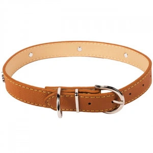 Zgarda catei piele eco model oase 60x2.5 cm, maro