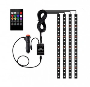 Banda LED auto, lumini ambientale, telecomanda, jocuri de lumini, kit complet instalare