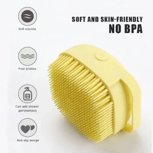 Burete de baie din silicon Mini Soft Brush, cu rezervor pentru gel de dus / sampon - Img 8