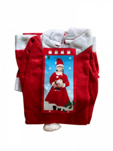 Costum Craciunita, 3 piese, Rosu/Alb