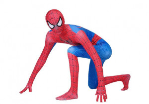 Costum de carnaval cu mască – model roșu-albastru, pentru adult - Img 3