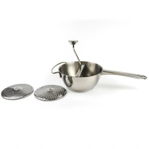 Dispozitiv din inox cu 3 site pentru pasat legume si fructe piure