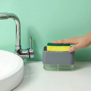 Dozator/suport 2 in 1 pentru detergent lichid cu burete inclus - Img 3
