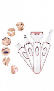 Epilator 4 in 1, Wet & Dry, 4 accesorii, cap de epilare lavabil