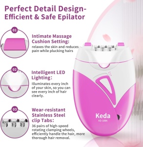 Epilator facial si corporal, USB, Fara fir, 2 viteze, Roz - Img 7