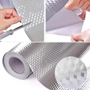 Folie de aluminiu rezistenta la apa si temperaturi inalte, autoadeziva, 60 x 300 cm, M1 - Img 2