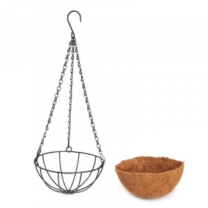 Ghiveci decorativ cu lant, rotund, nuca de cocos, 20, 25, 30 cm - Img 5