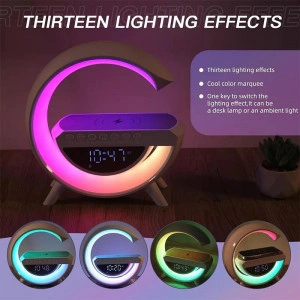 Lampa LED Birou cu incarcare Wireless, Bluetooth, Ceas, Alarma si USB - Img 4