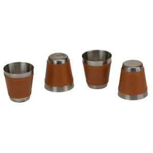 Set 4 pahare Inox cu Husa din Piele - Img 3