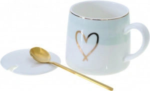Set cana cu capac si lingurita, Heart - Img 3