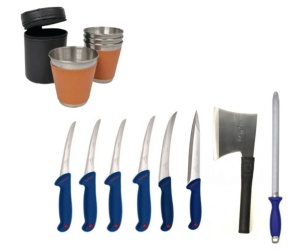 Set cutite profesionale de macelarie, 8 piese , Tip C, Cadou Set 4 pahare Inox cu Husa din Piele - Img 1
