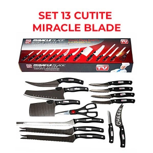 Set de 13 Cutite pentru bucatarie Miracle Blade, otel inoxidabil, manere nituite