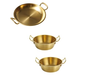 Set tava rotunda cu manere pentru servire si doua sosiere cu doua manere - Img 1