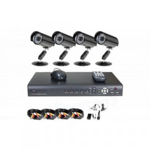 Sistem de supraveghere video CCTV KIT DVR 4 Camere exterior 220V HD D1 - Img 2