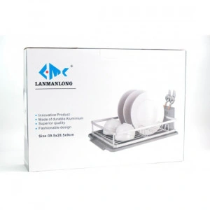Suport de bucatarie pentru vase cu scurgator, compartimentat, 39.5x28.5x9cm - Img 2