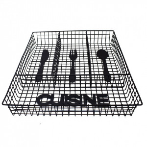 Suport organizare tacamuri Cuisine, 32 x 26 x 4cm, metal, negru