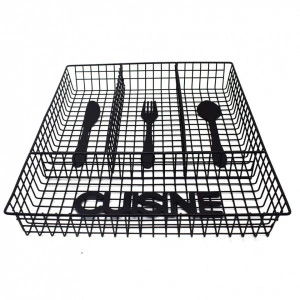 Suport organizare tacamuri Cuisine, 32 x 26 x 4cm, metal, negru