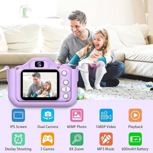Aparat foto copii, display 2", microSD, Incarcare USB, 5 jocuri, filtre si rame creative - Img 3