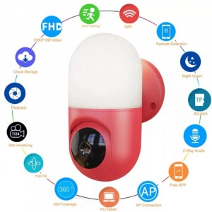 Camera Wifi, 5MP, Monitorizare de la distanta, Two-Way Audio, Night Vision,1080P HD, 360 de grade, Rotatie, Detectie miscare, Alarma, Interior, Lampa de perete Andowl - Img 2