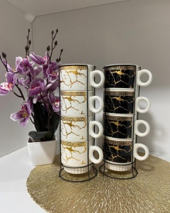 Cana 4pcs + suport, ceramica - Img 4