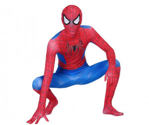 Costum de carnaval cu mască – model roșu-albastru, pentru adult - Img 4