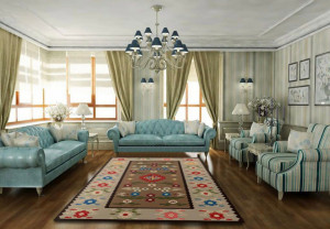 Covor pentru living, model multicolor rustic