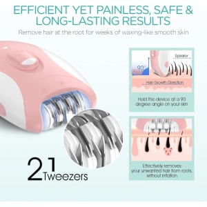 Epilator facial si corporal, 2 viteze, Fara fir, USB, Roz - Img 2