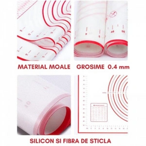 Folie de framantat din silicon, pentru intinderea aluatului, 70x50cm - Img 3