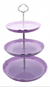 Fructiera etajata cu 3 nivele, pentru prajituri, torturi, fructe, aperitive, 26, 25, 19cm - Img 4