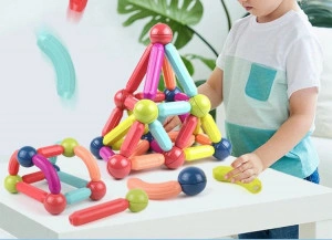 Joc de constructie magnetic, multicolor, 198/130/84 piese - Img 2