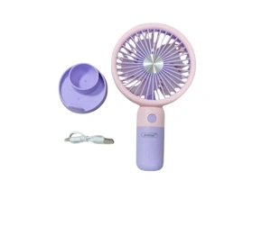 Mini ventilator portabil, Incarcare USB, 400 mAh, Roz/Mov