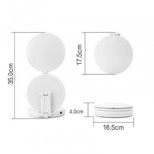 Oglinda cosmetica dubla, pentru machiaj cu iluminare LED, efect de lupa, pliabila, reincarcabila, unghi de inclinare ajustabil - Img 2