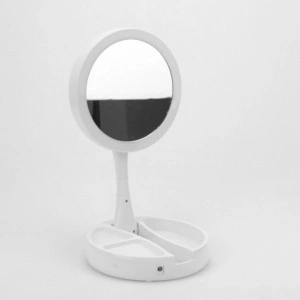 Oglinda cosmetica pentru machiaj cu iluminare LED , rotunda - Img 2