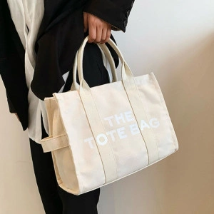 Set 3 genti pentru femei din panza, shopper, small, medium, large, cu imprimeu logo The Tote Bag - Img 2
